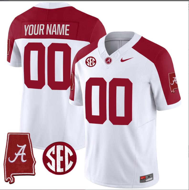 Men Alabama Crimson Tide Vapor Limited white Custom 2024 Nike NCAA Jersey 5